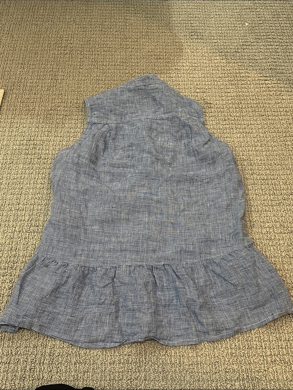 Trovata Birds of Paradis Blue Sleeveless Linen Button-Down Peplum Top S - Picture 4 of 4